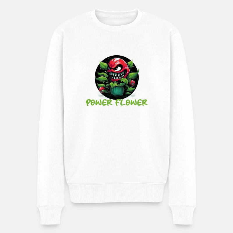 Power Flower Pflanze - Männer Premium Bio Pullover - Weiß