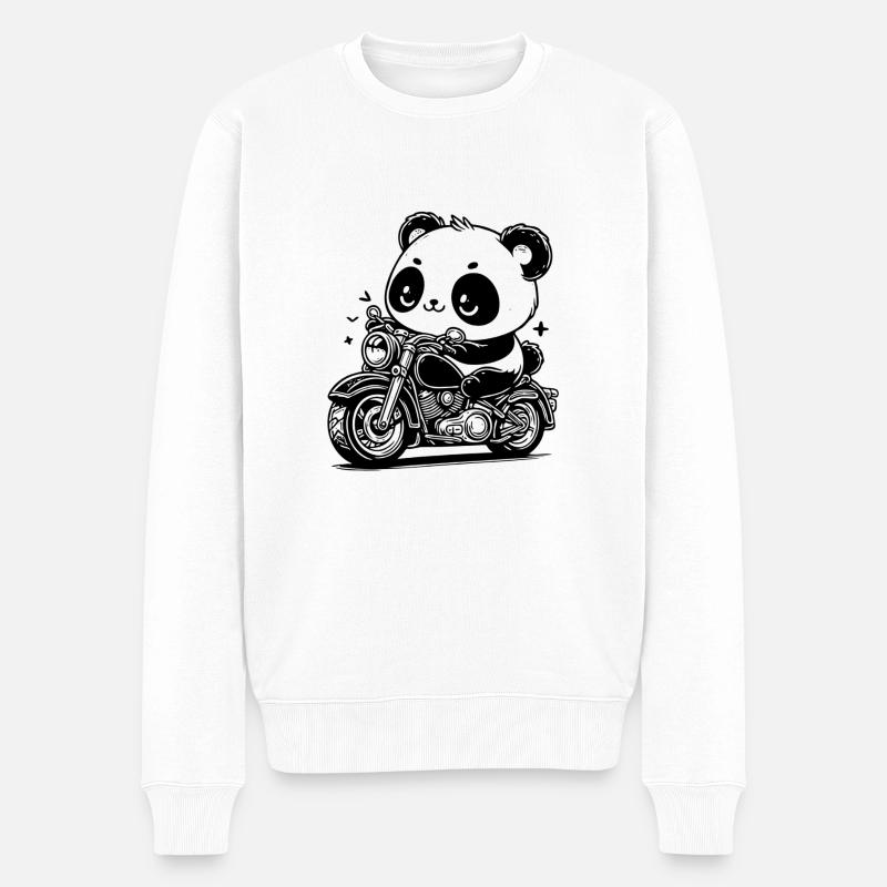 Panda Kawaii Moto - Männer Premium Bio Pullover - Weiß