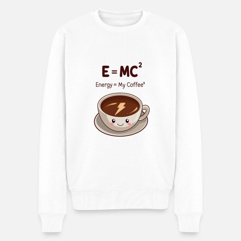 E=MC2 Min kaffe er min energi - Dansk version - Økologisk premium-sweatshirt til mænd - hvid