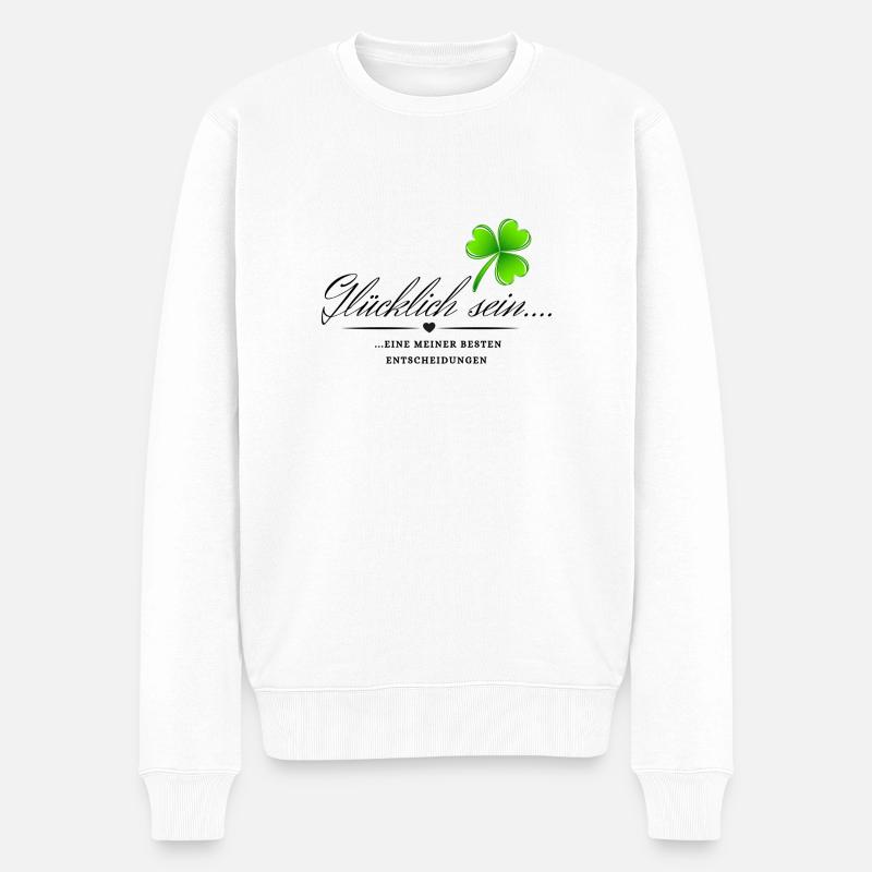 Glücklich sein - Männer Premium Bio Pullover - Weiß