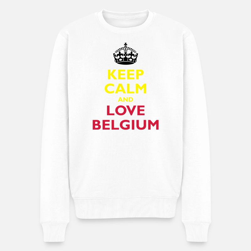 Keep Calm & Love Belgium - Pull Premium bio Homme - blanc