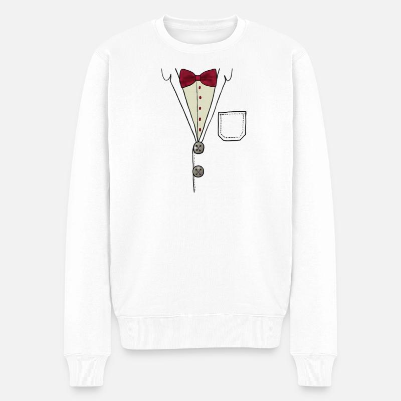 Hemd mit Fliege - Männer Premium Bio Pullover - Weiß