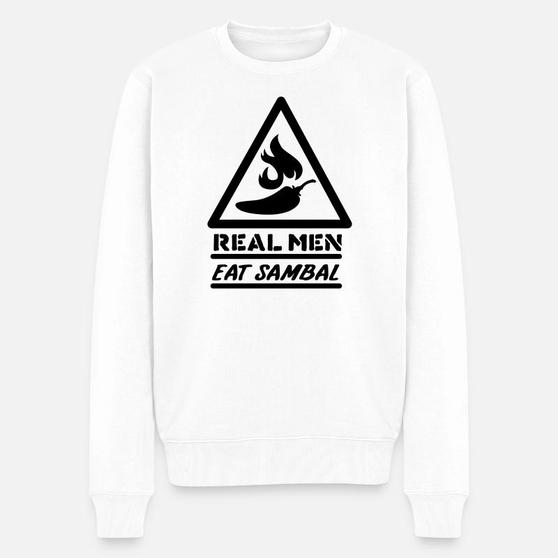 Real men eat Sambal - Männer Premium Bio Pullover - Weiß