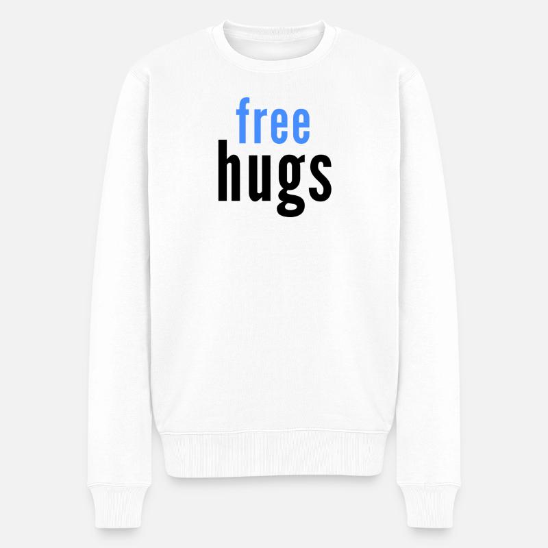 free hugs - Männer Premium Bio Pullover - Weiß
