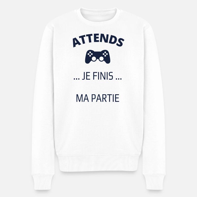 Attends je finis ma partie. - Pull Premium bio Homme - blanc