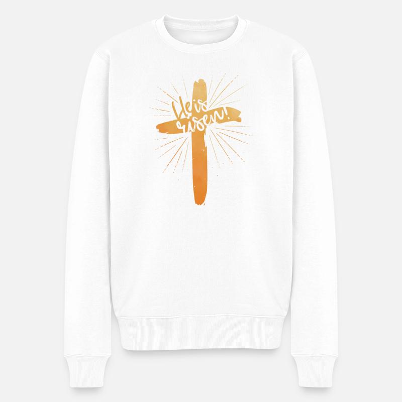 He is risen - Männer Premium Bio Pullover - Weiß