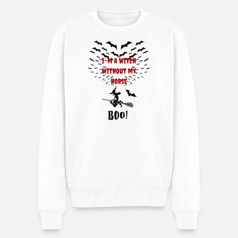 Hexe Ohne Pferd Boo - Männer Premium Bio Pullover - Weiß