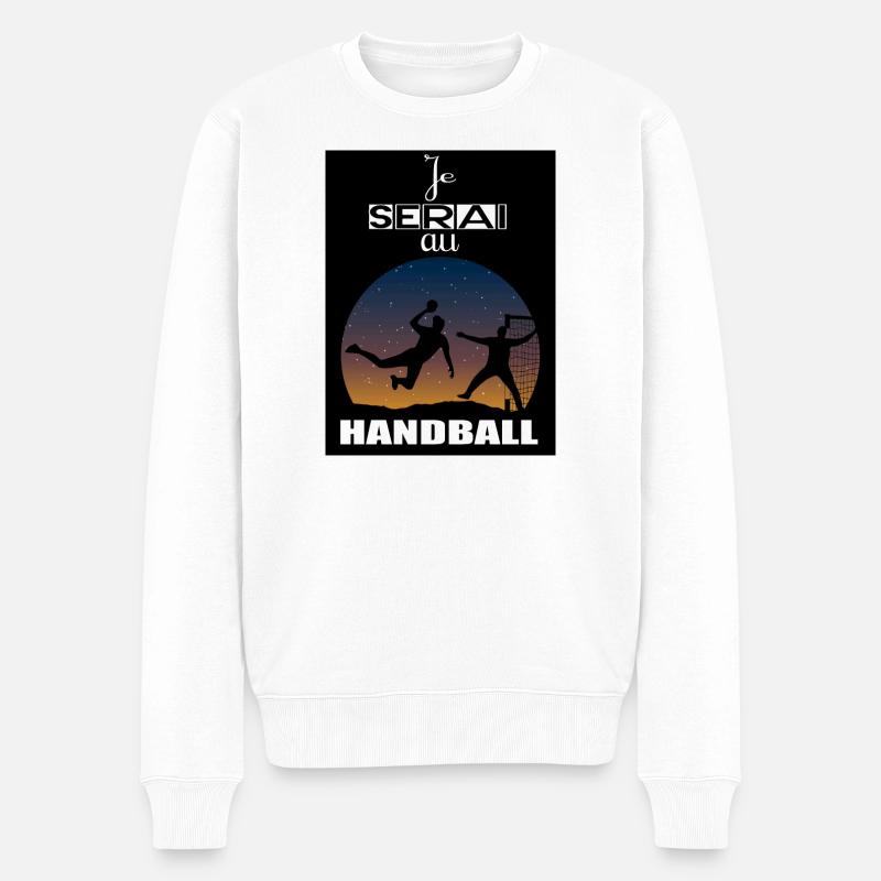 Ich werde bei Handball sein - Männer Premium Bio Pullover - Weiß