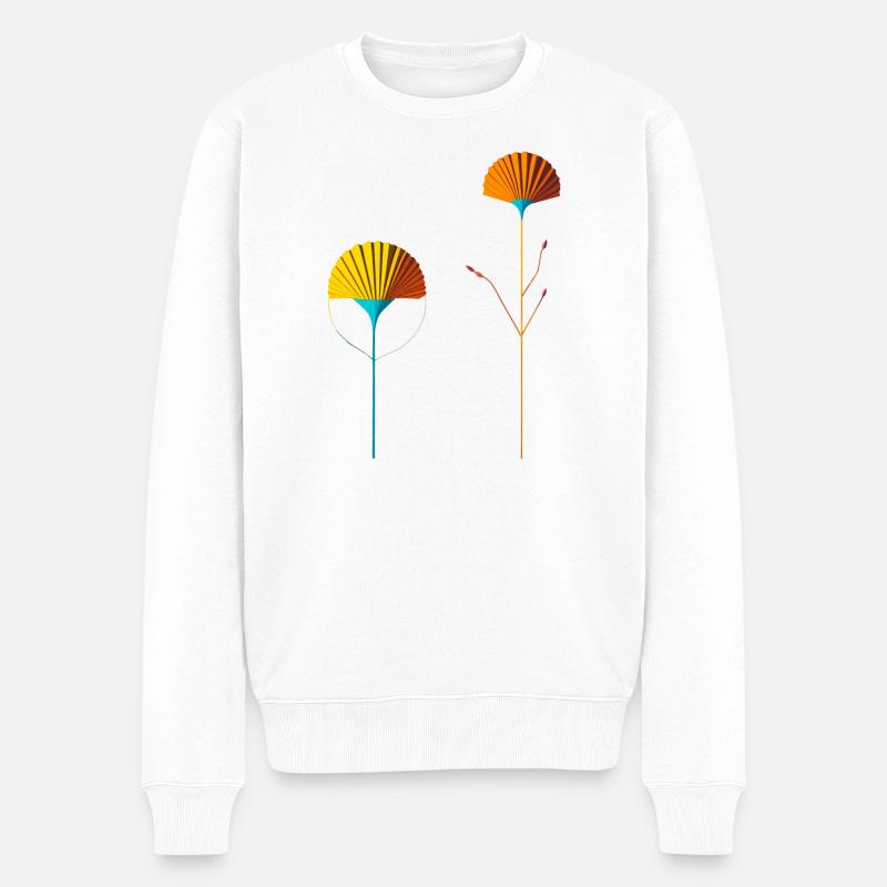 Abstrakte Farbblütenfächer - Männer Premium Bio Pullover - Weiß