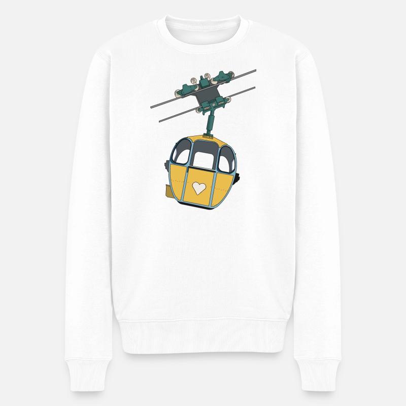 Seilbahn Gondel - Gelb Herz - Männer Premium Bio Pullover - Weiß