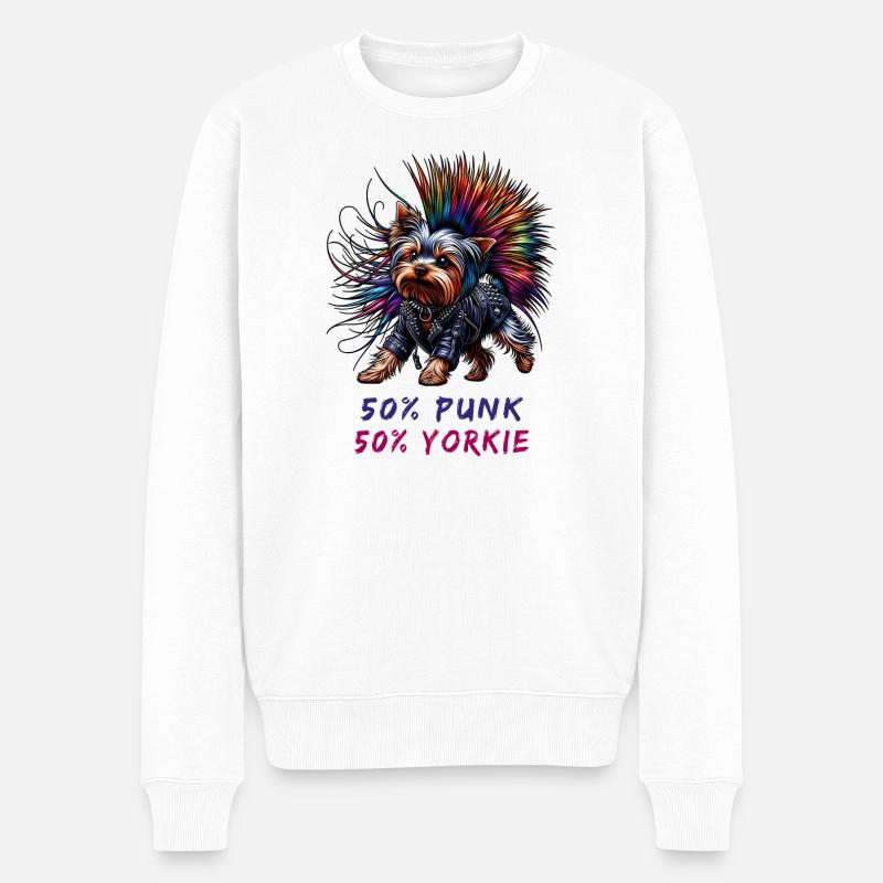 Yorkshire Terrier Punk - Pull Premium bio Homme - blanc