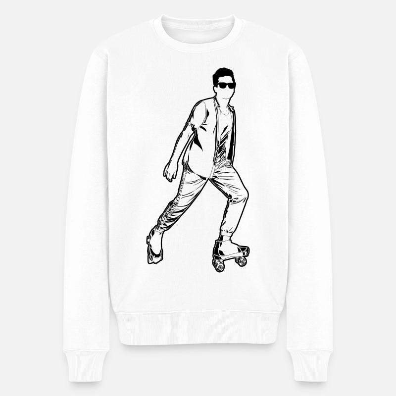 Roller Skater Junge - Männer Premium Bio Pullover - Weiß