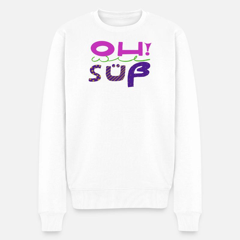 Ausdrucksstarke, handgeschriebene Spaßkunst  - Männer Premium Bio Pullover - Weiß