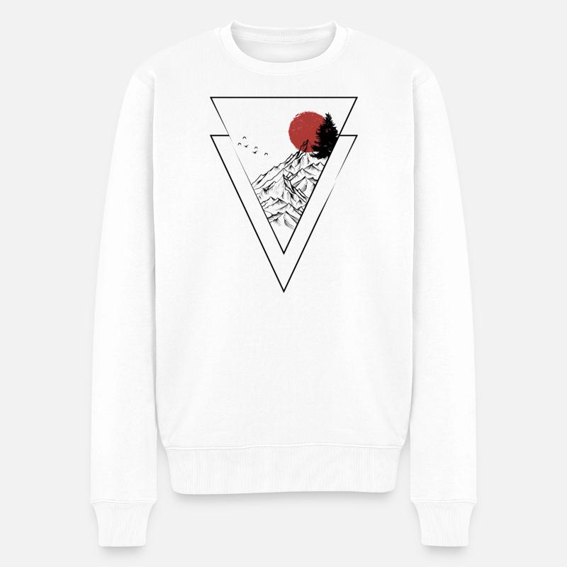 Silhouette de sommet de coucher de soleil rouge - Pull Premium bio Homme - blanc