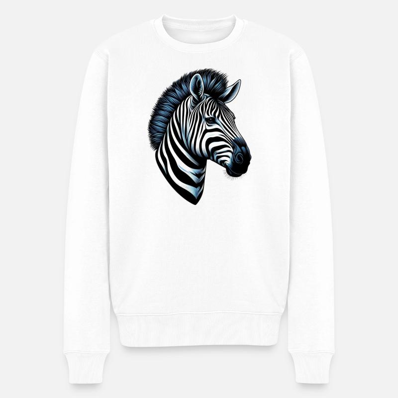 Zebra - Männer Premium Bio Pullover - Weiß