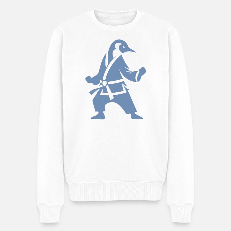 Pingouin Karaté Arts Martiaux Silhouette - Pull Premium bio Homme - blanc