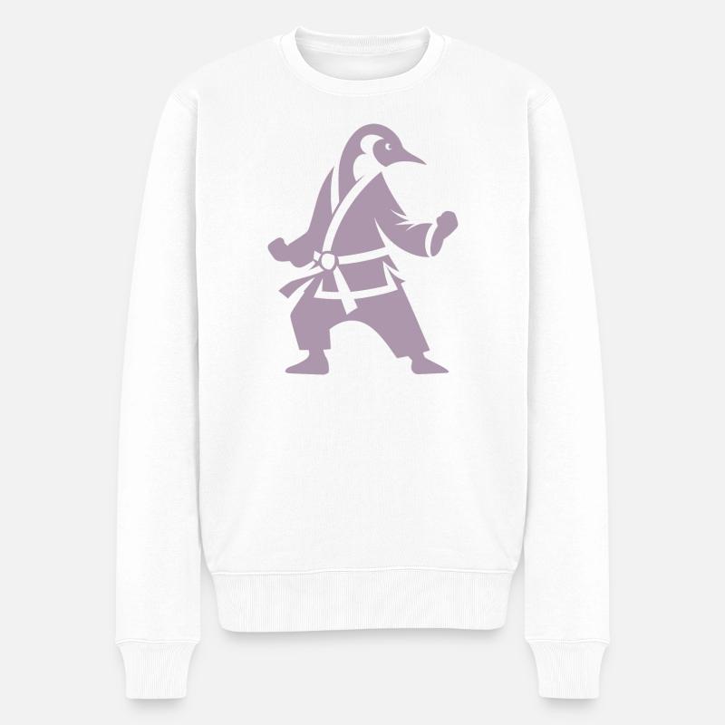 Pinguin Karate Kampfkunst Silhouette - Männer Premium Bio Pullover - Weiß