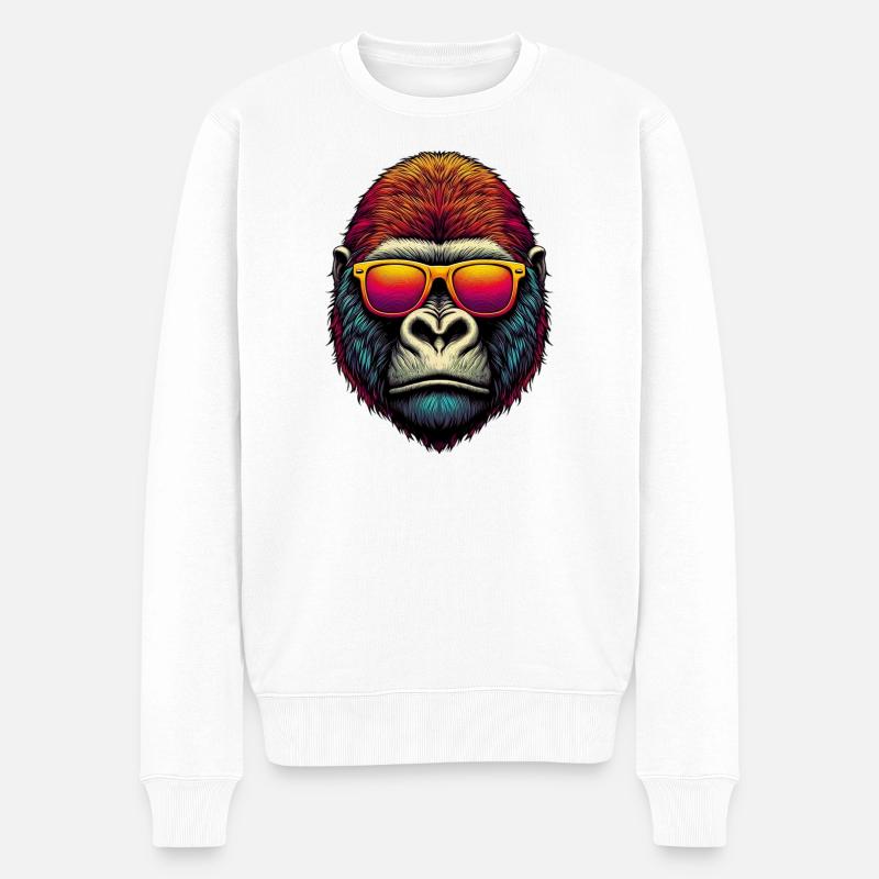 Gorilla - Männer Premium Bio Pullover - Weiß
