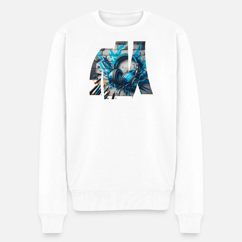 Grafischer Rhythmus und chromatischer Klang. - Männer Premium Bio Pullover - Weiß