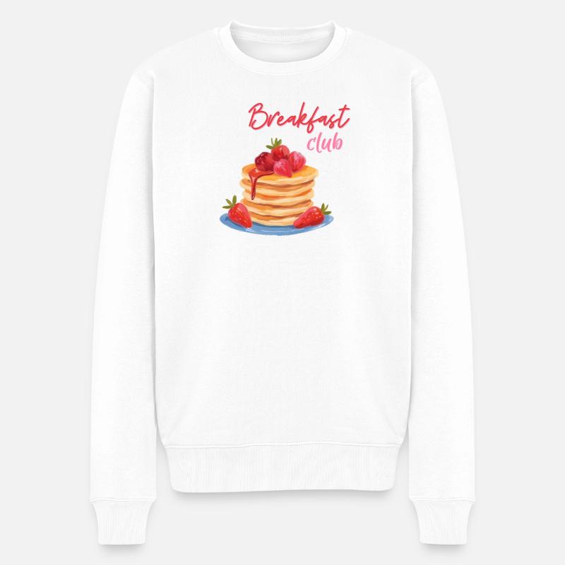 Frühstückspancakes mit Erdbeeren und Sirup  - Männer Premium Bio Pullover - Weiß