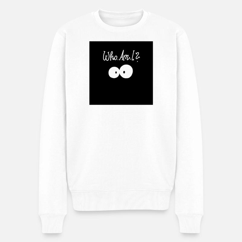 Wer bin ich? - Männer Premium Bio Pullover - Weiß