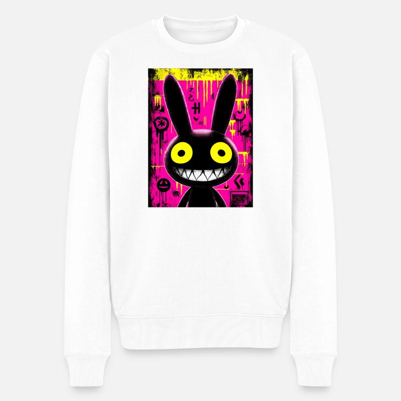 Bunny Black Urban Graffiti - Männer Premium Bio Pullover - Weiß