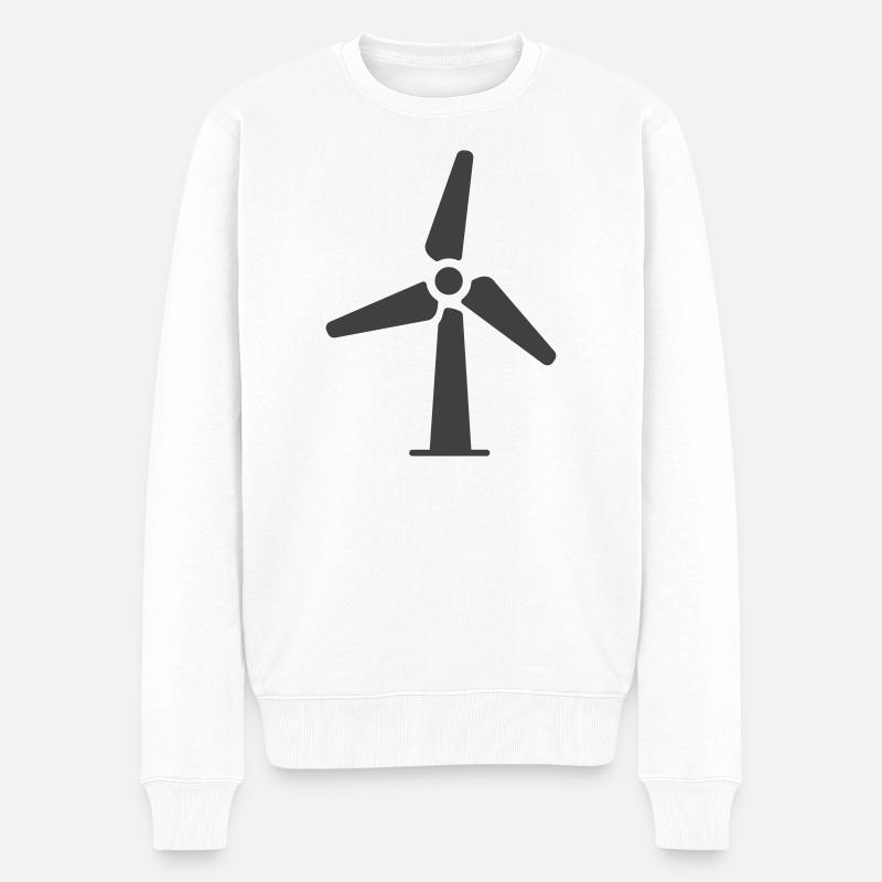 Logo de l’icône de l’éolienne - Pull Premium bio Homme - blanc