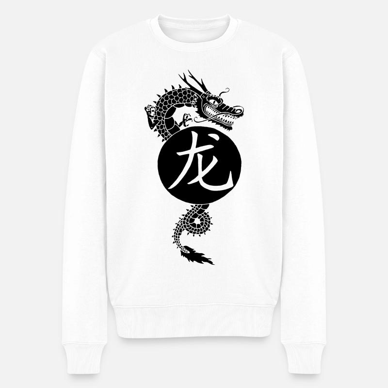 Schwarzer Drache von China - Männer Premium Bio Pullover - Weiß