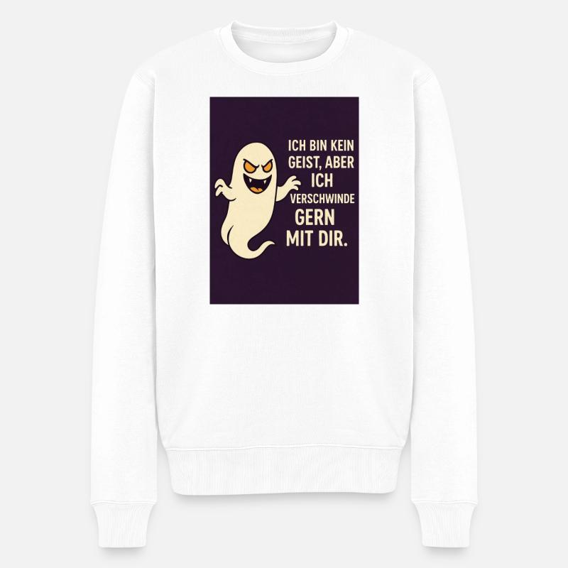 Douce salutation fantôme avec humour - Pull Premium bio Homme - blanc