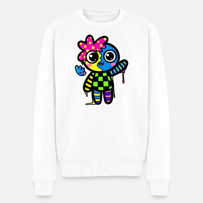 Split Face Regenbogen Pop Art - Männer Premium Bio Pullover - Weiß