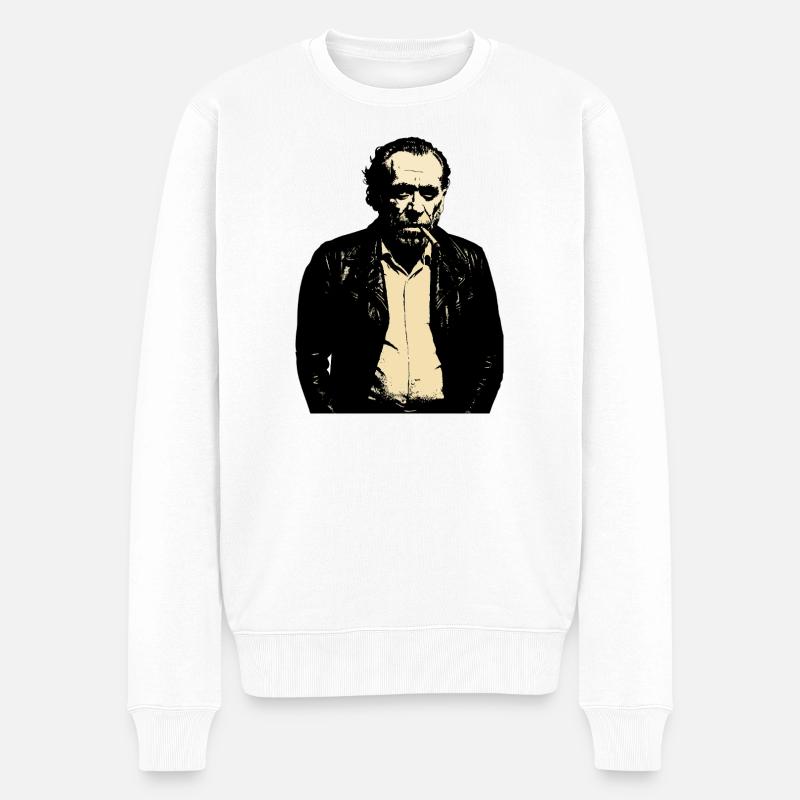 Portrait de Charles Bukowski - Pull Premium bio Homme - blanc