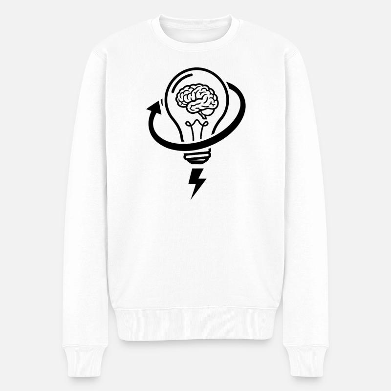 Cerveau et lampe – séance de brainstorming - Pull Premium bio Homme - blanc