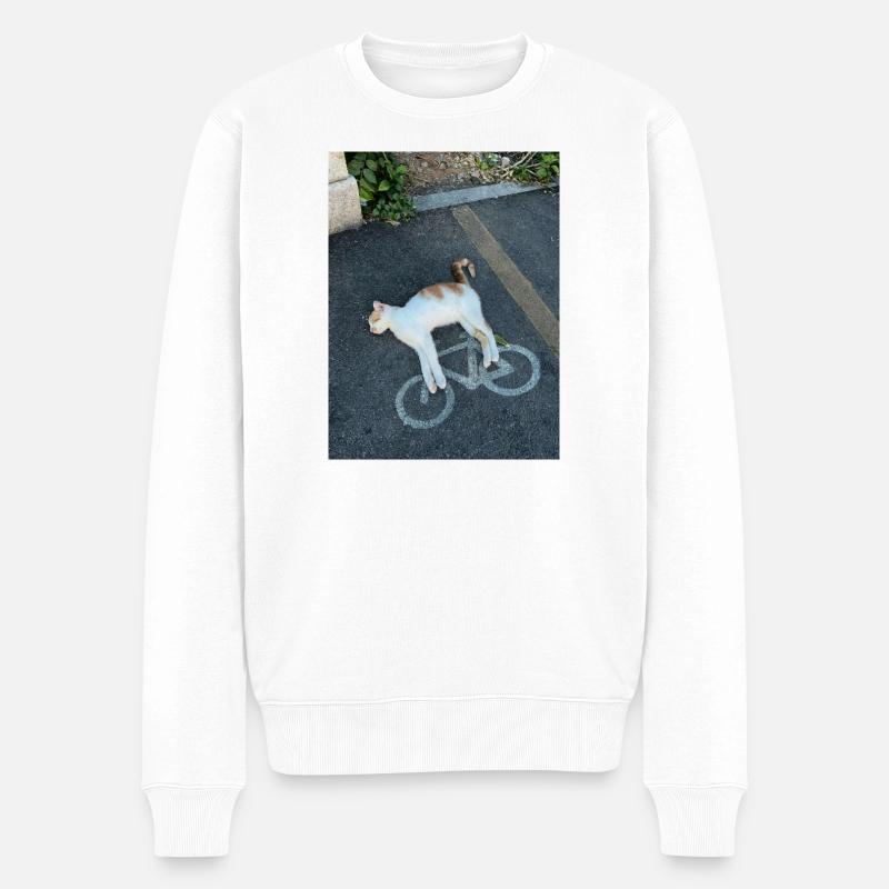 Chat sur la piste cyclable - Pull Premium bio Homme - blanc