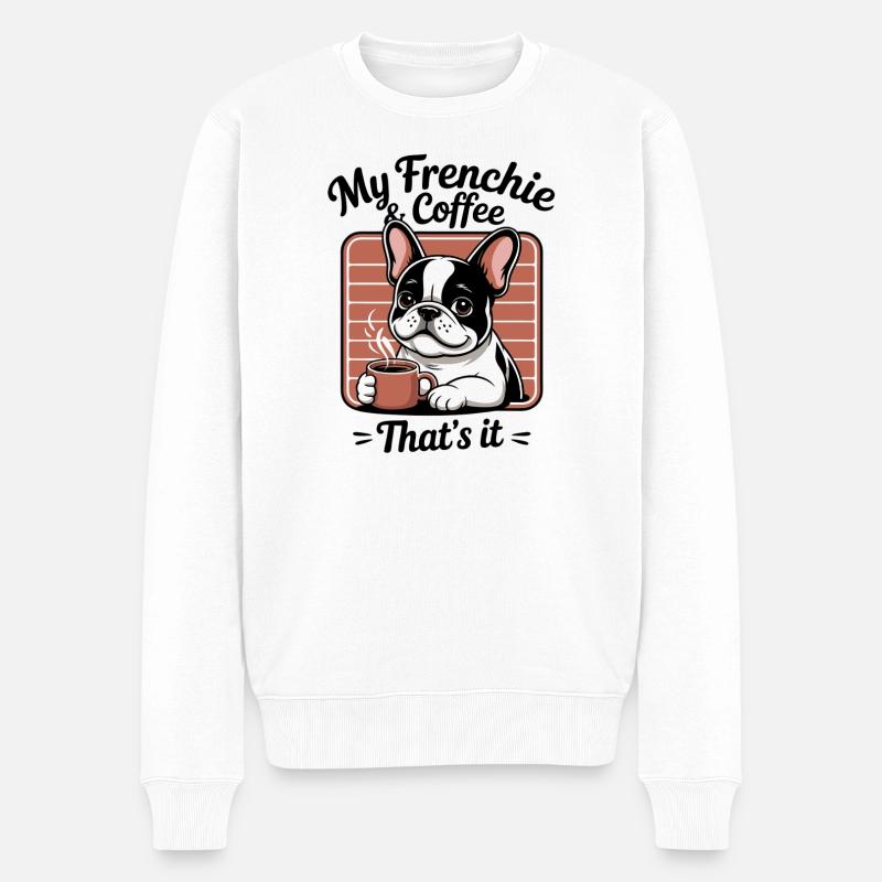Frenchie bouledogue français dessin animé - Pull Premium bio Homme - blanc