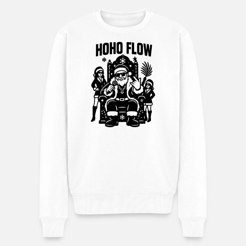 Santa Ho Ho Flow Rap - Pull Premium bio Homme - blanc