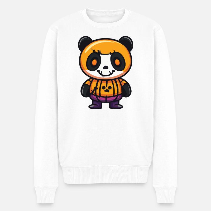 Panda Halloween Zombie - Männer Premium Bio Pullover - Weiß