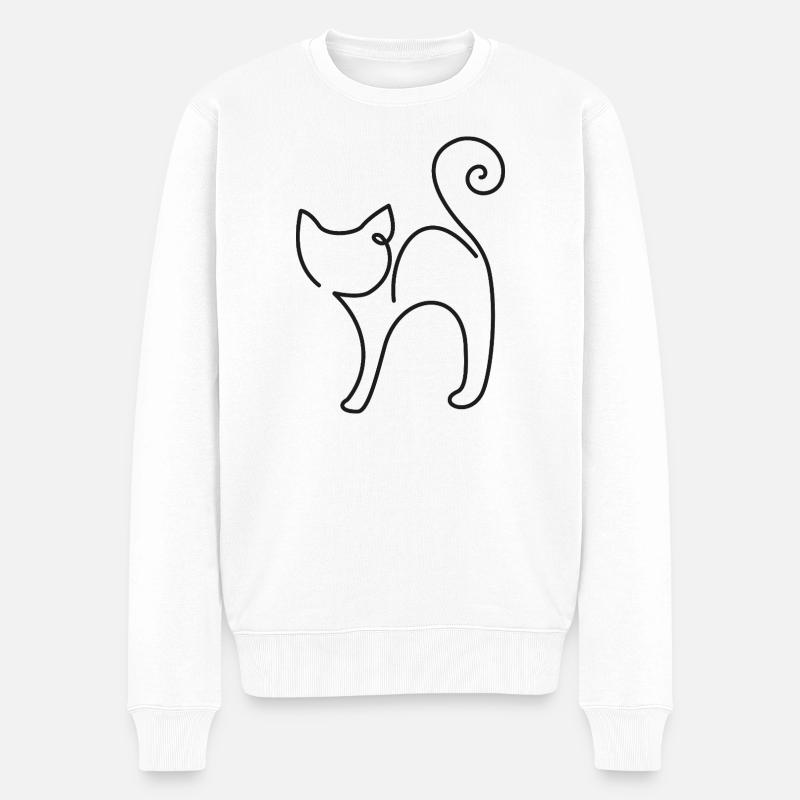 Seitliche Katze Skizze – elegantes Tiermotiv - Männer Premium Bio Pullover - Weiß
