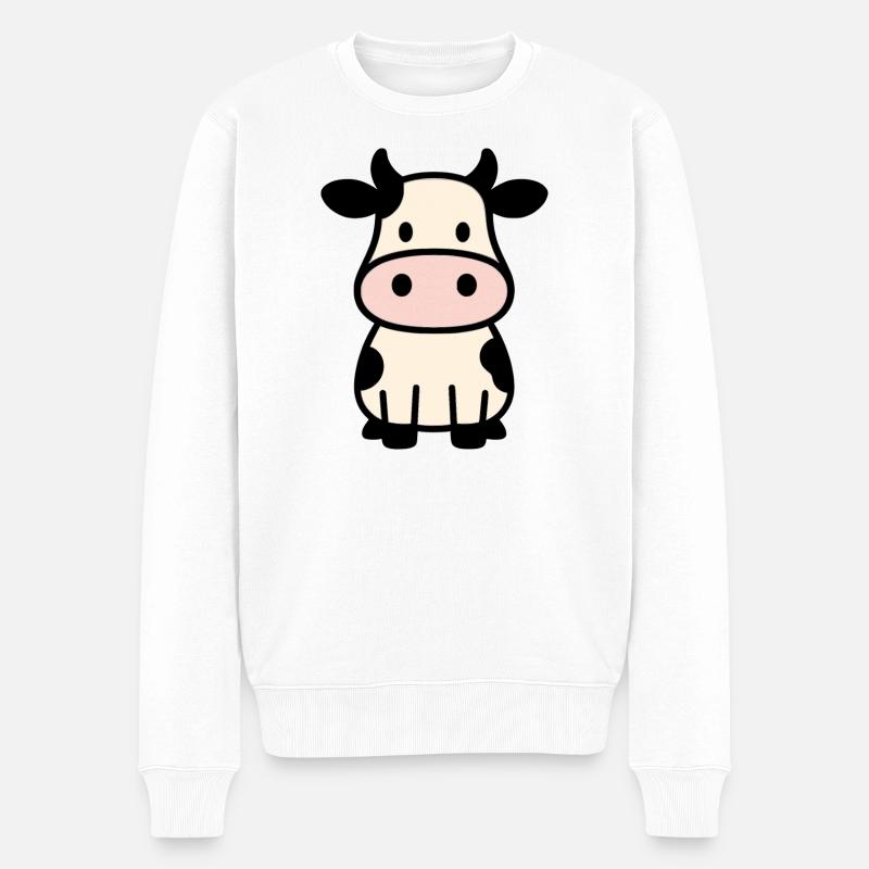 Süße Kuh - Männer Premium Bio Pullover - Weiß