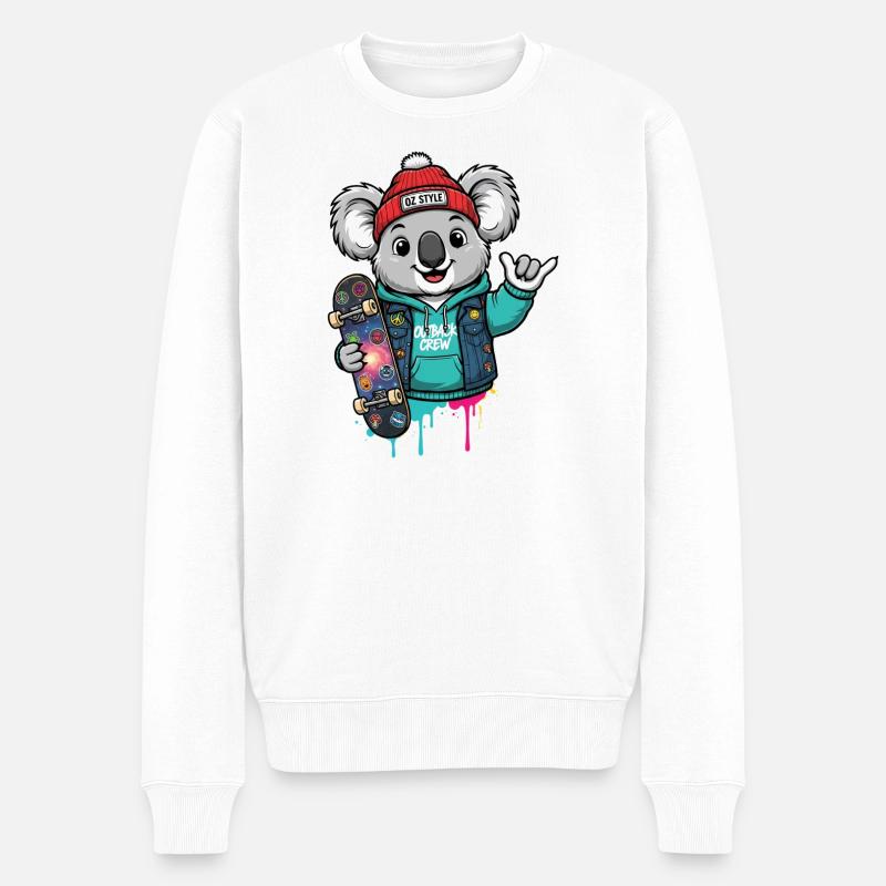 Koala Skate Hoodie Oz Style - Männer Premium Bio Pullover - Weiß