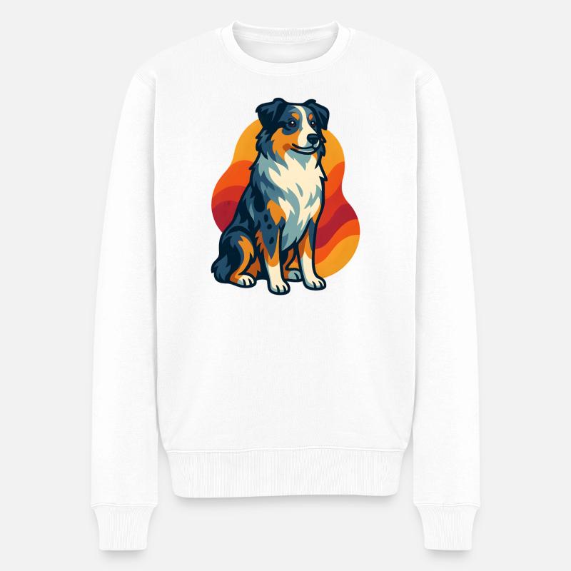 Sunset Australian Shepherd Hund - Männer Premium Bio Pullover - Weiß