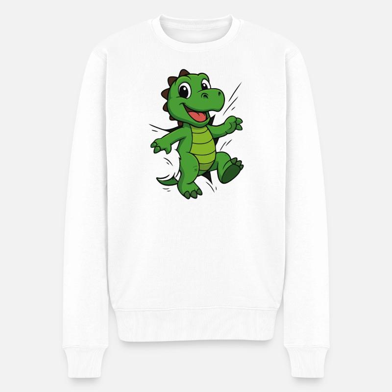 Comic Dino – Für echte Dinosaurier Fans - Männer Premium Bio Pullover - Weiß