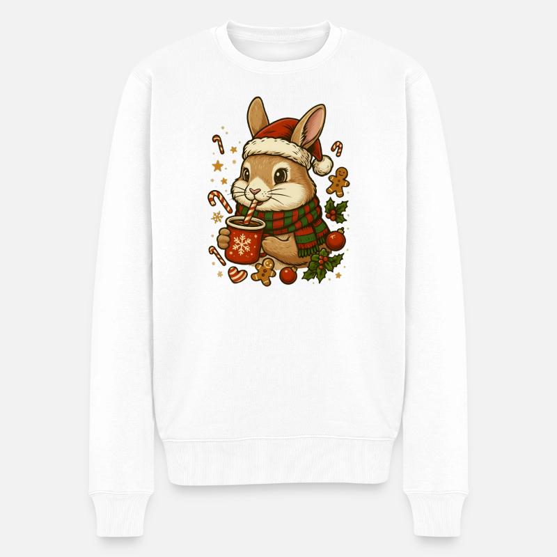 Kaninchen an Weihnachten - Männer Premium Bio Pullover - Weiß