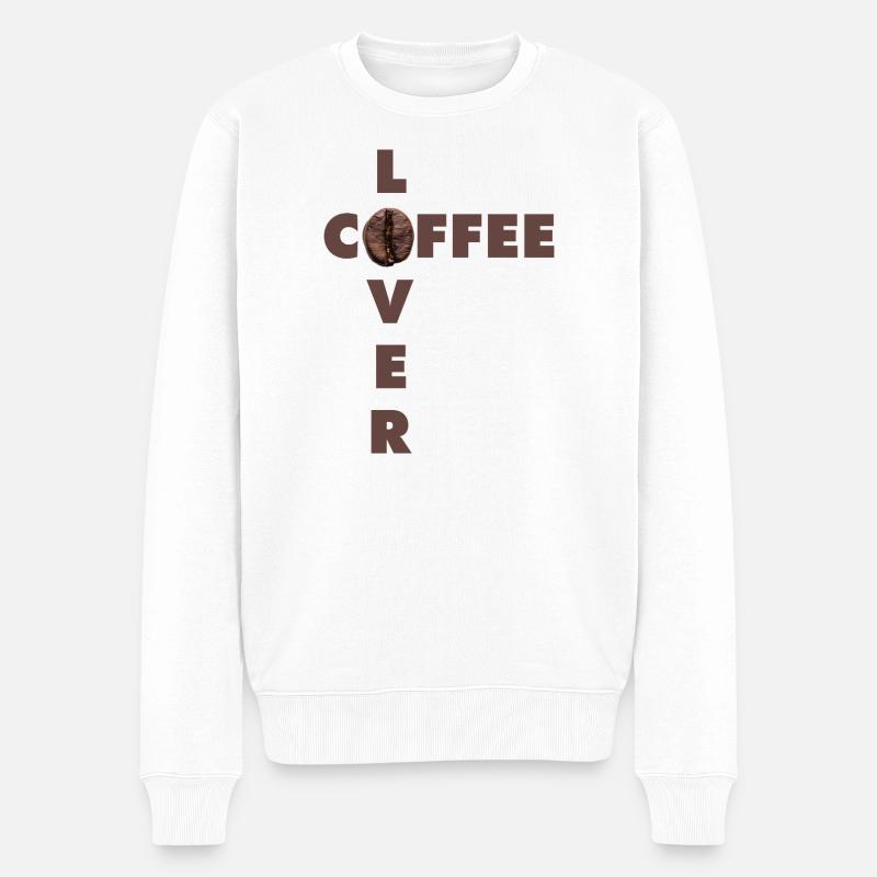 Kaffeeliebhaber-Design mit echter Bohne - Männer Premium Bio Pullover - Weiß