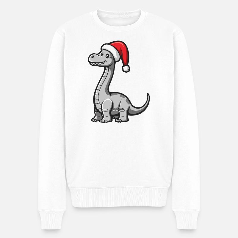 Dinosaurier brontosaurus Weihnachten - Männer Premium Bio Pullover - Weiß