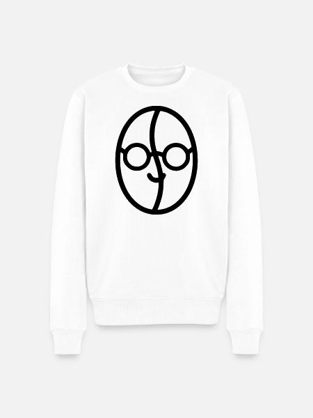 Kaffee-Liebe: Kaffeebohne mit Brille - Männer Premium Bio Pullover - Weiß