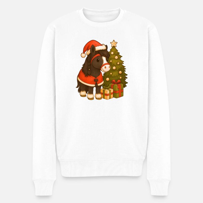 pony_weihnachten - Pull Premium bio Homme - blanc