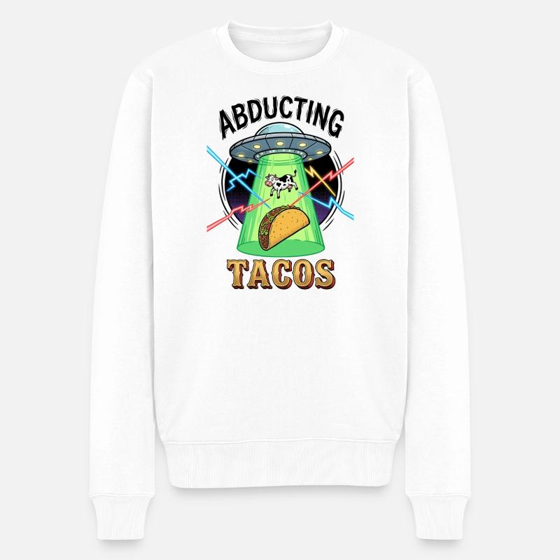 Abducting Tacos Alien - Männer Premium Bio Pullover - Weiß