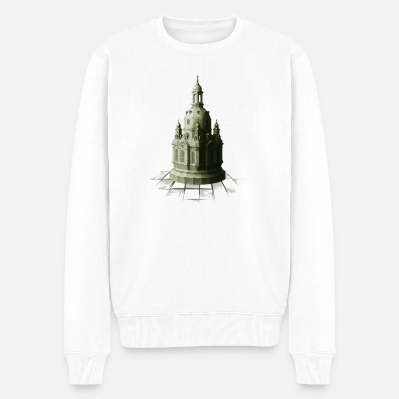 Low Poly Schach Dame Frauenkirche - Männer Premium Bio Pullover - Weiß