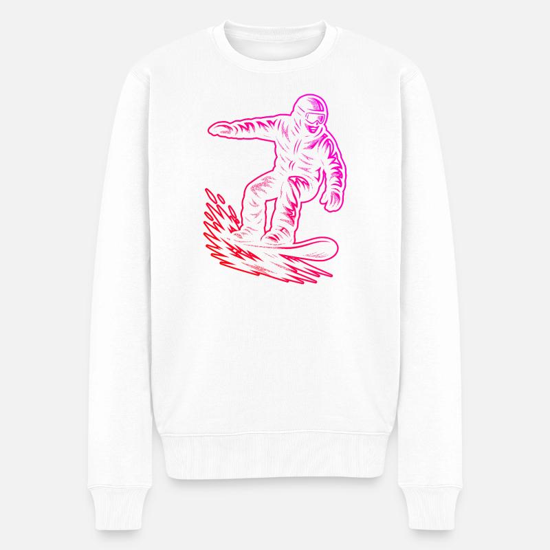 Klassisches Snowboard Motiv - Männer Premium Bio Pullover - Weiß