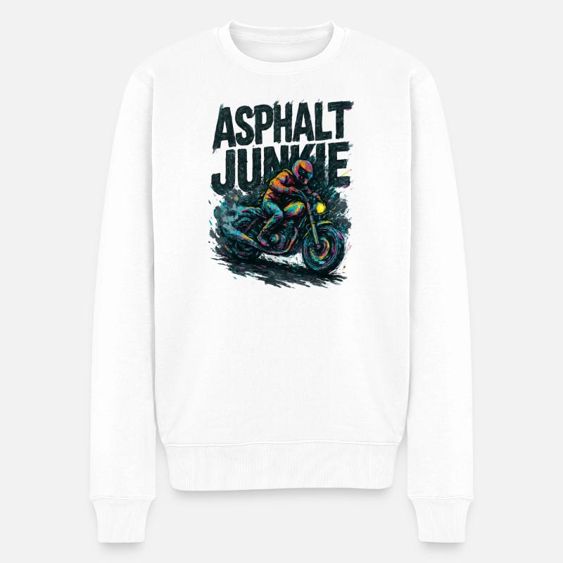 Asphalt Junkie – Motorrad - Männer Premium Bio Pullover - Weiß